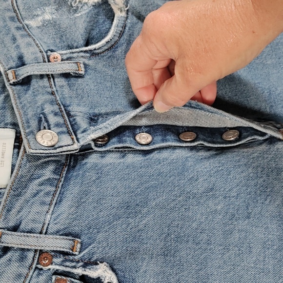 01138 Agolde Los Angeles distressed button front high rise jeans 26 - Picture 6 of 13